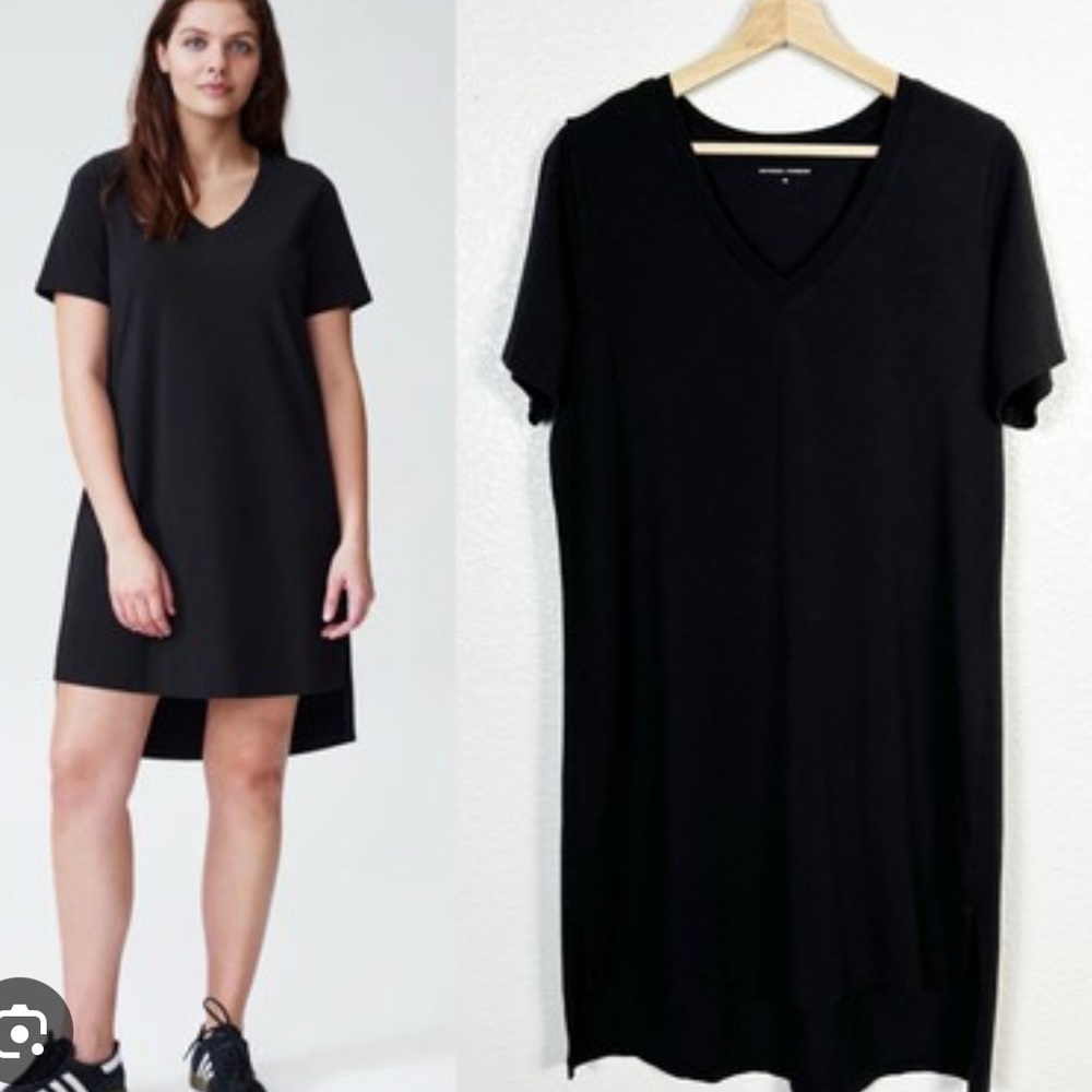 Universal Standard Black V Neck Short Sleeve Tesino T-Shirt Dress Size Large EUC